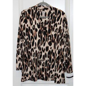 Chico's Size 2 (US Size L) Polished Animal-Print Soft, Supima® Pima Cotton